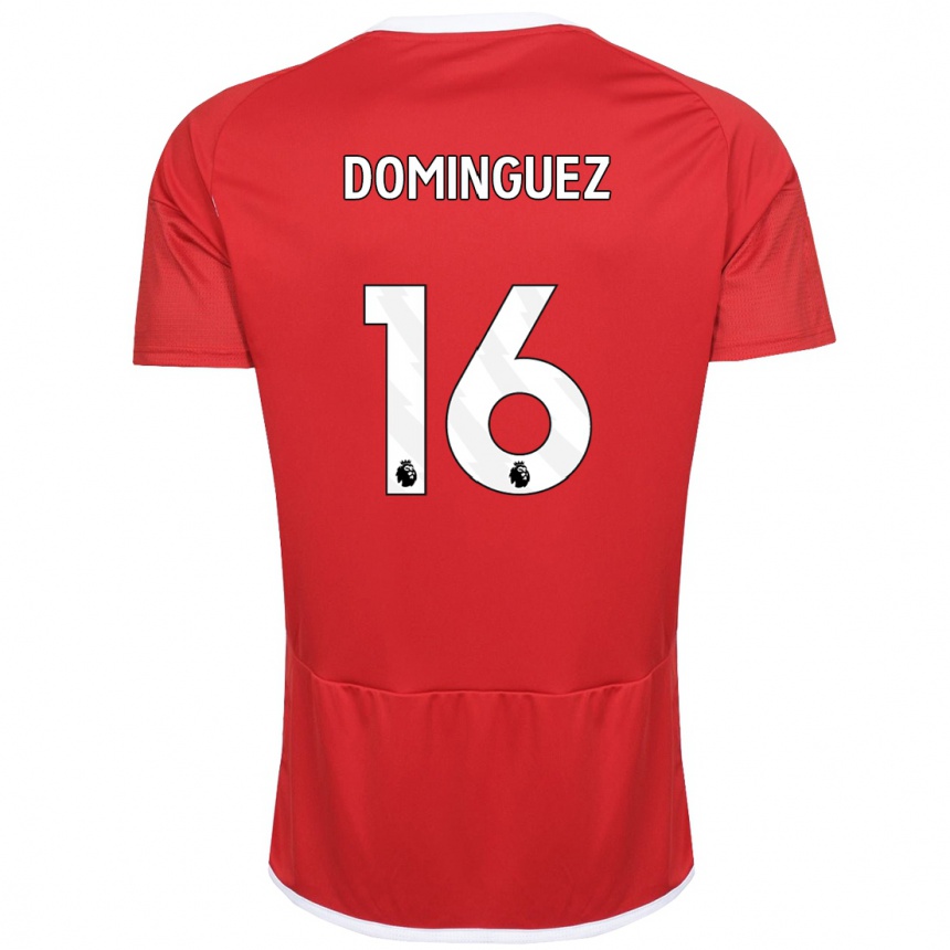 Vaikiškas Nicolás Domínguez #16 Raudona Namų Marškinėliai 2023/24 T-Shirt