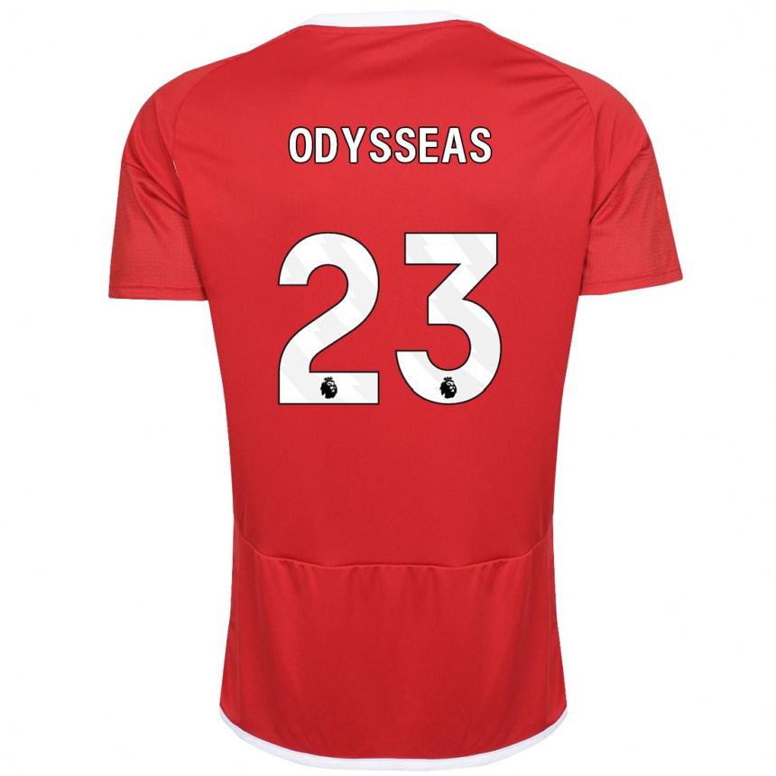 Vaikiškas Odysseas Vlachodimos #23 Raudona Namų Marškinėliai 2023/24 T-Shirt