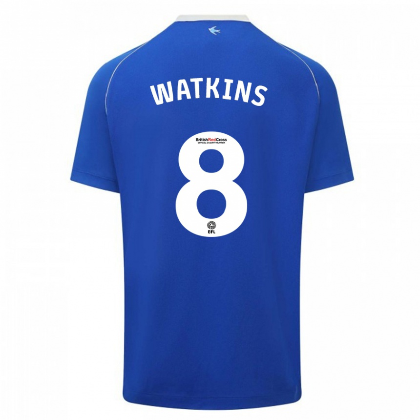 Vaikiškas Seren Watkins #8 Mėlyna Namų Marškinėliai 2023/24 T-Shirt