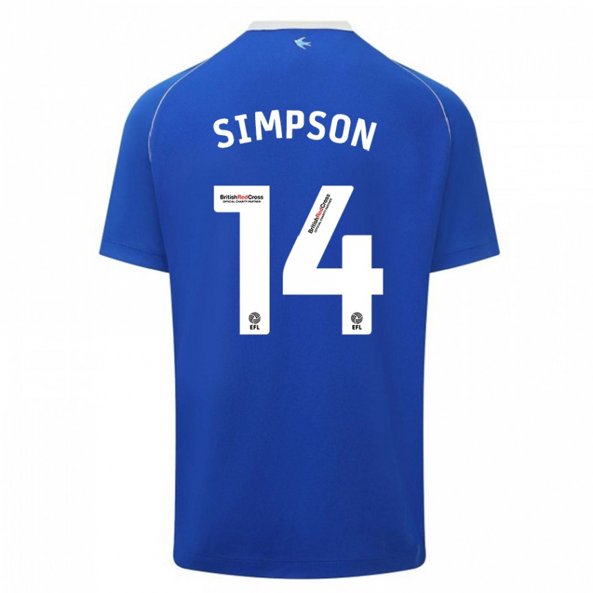 Vaikiškas Jasmine Simpson #14 Mėlyna Namų Marškinėliai 2023/24 T-Shirt