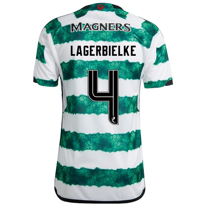 Vaikiškas Gustaf Lagerbielke #4 Žalias Namų Marškinėliai 2023/24 T-Shirt