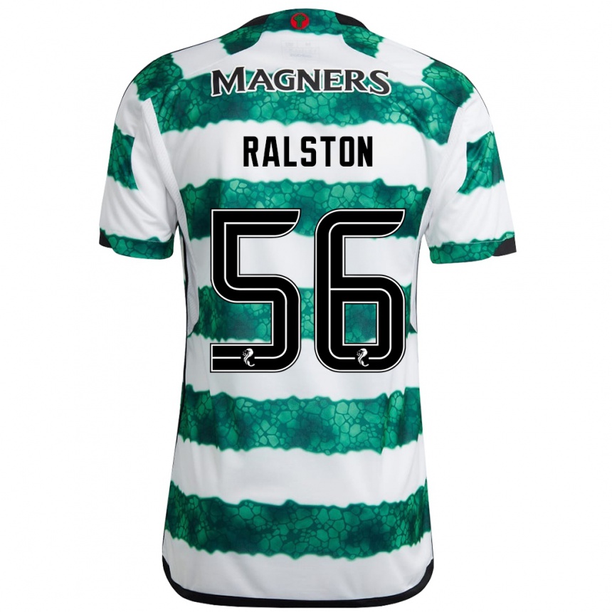 Vaikiškas Anthony Ralston #56 Žalias Namų Marškinėliai 2023/24 T-Shirt