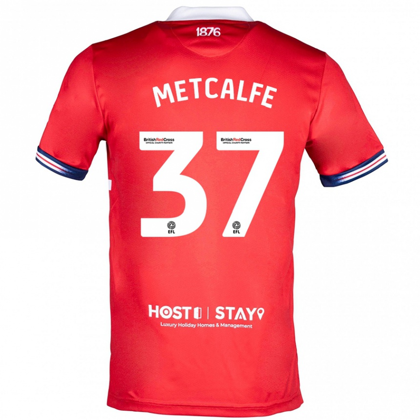 Vaikiškas Max Metcalfe #37 Raudona Namų Marškinėliai 2023/24 T-Shirt
