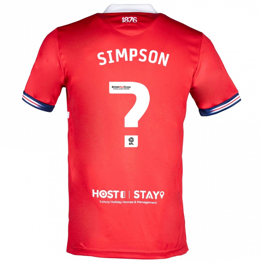 Vaikiškas Nathan Simpson #0 Raudona Namų Marškinėliai 2023/24 T-Shirt