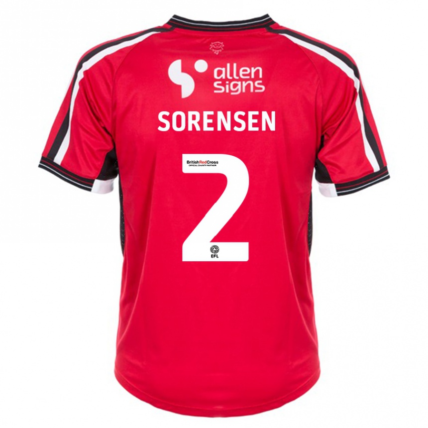 Vaikiškas Lasse Sörensen #2 Raudona Namų Marškinėliai 2023/24 T-Shirt