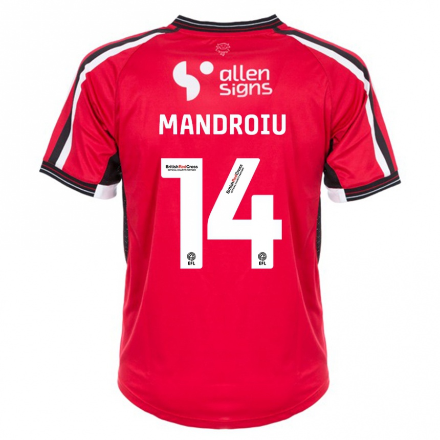 Vaikiškas Daniel Mandroiu #14 Raudona Namų Marškinėliai 2023/24 T-Shirt