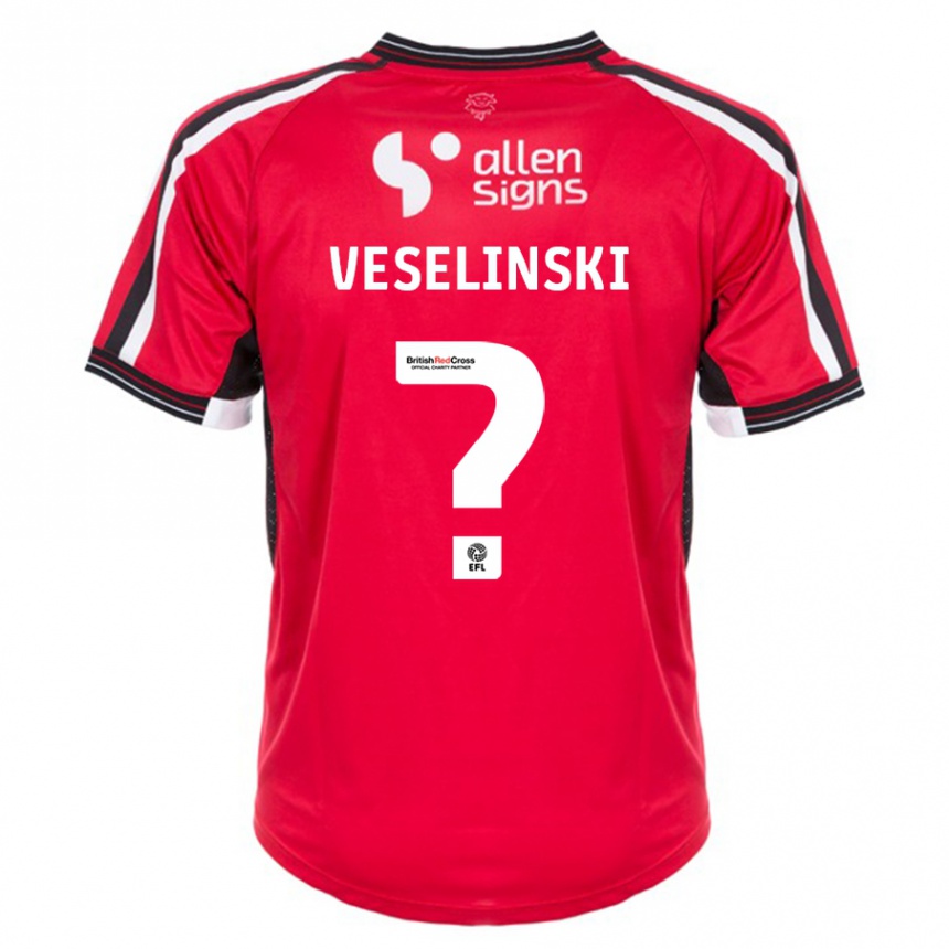 Vaikiškas Aleksandar Veselinski #0 Raudona Namų Marškinėliai 2023/24 T-Shirt