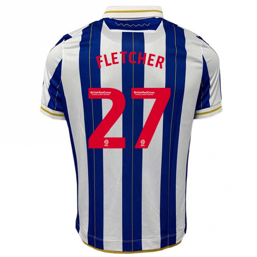 Vaikiškas Ashley Fletcher #27 Mėlyna Balta Namų Marškinėliai 2023/24 T-Shirt