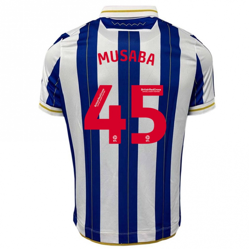 Vaikiškas Anthony Musaba #45 Mėlyna Balta Namų Marškinėliai 2023/24 T-Shirt