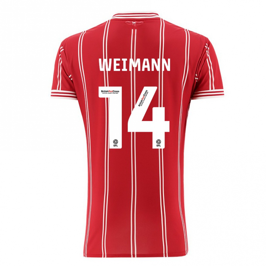 Vaikiškas Andreas Weimann #14 Raudona Namų Marškinėliai 2023/24 T-Shirt