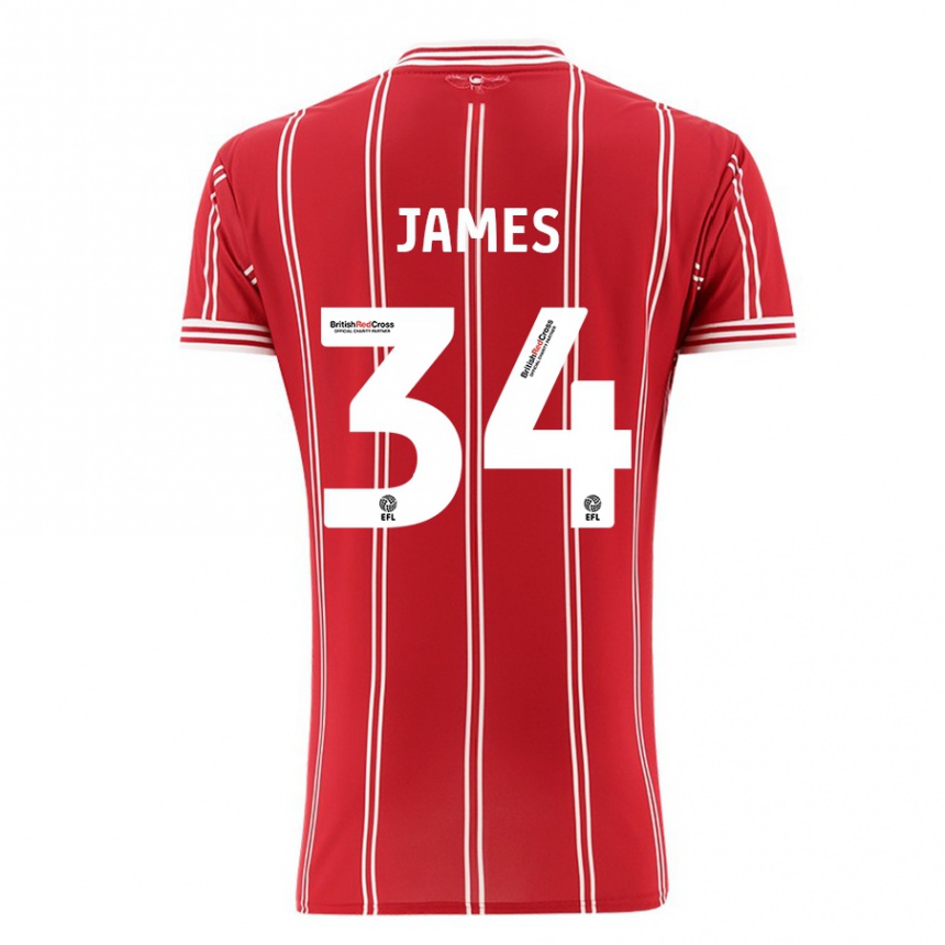 Vaikiškas Joseph James #34 Raudona Namų Marškinėliai 2023/24 T-Shirt