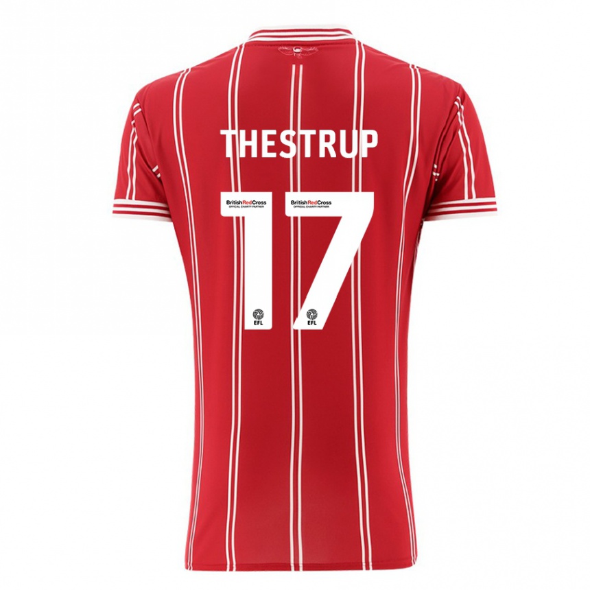 Vaikiškas Amalie Thestrup #17 Raudona Namų Marškinėliai 2023/24 T-Shirt