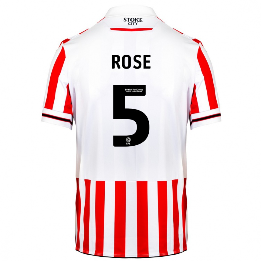 Vaikiškas Michael Rose #5 Raudona Balta Namų Marškinėliai 2023/24 T-Shirt