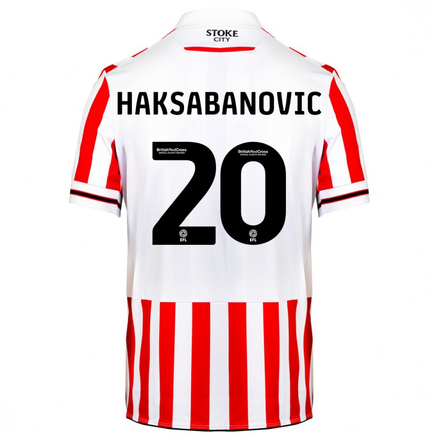 Vaikiškas Sead Hakšabanović #20 Raudona Balta Namų Marškinėliai 2023/24 T-Shirt