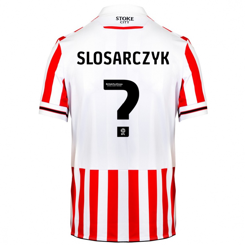 Vaikiškas Nikolas Slosarczyk #0 Raudona Balta Namų Marškinėliai 2023/24 T-Shirt