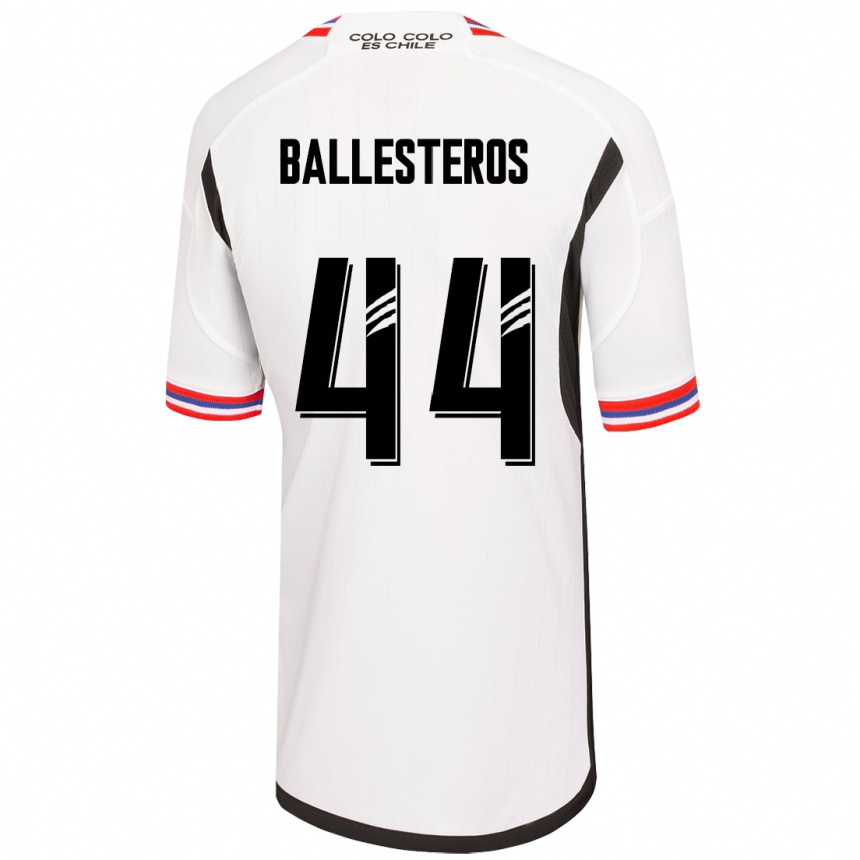 Vaikiškas Martín Ballesteros #44 Baltas Namų Marškinėliai 2023/24 T-Shirt