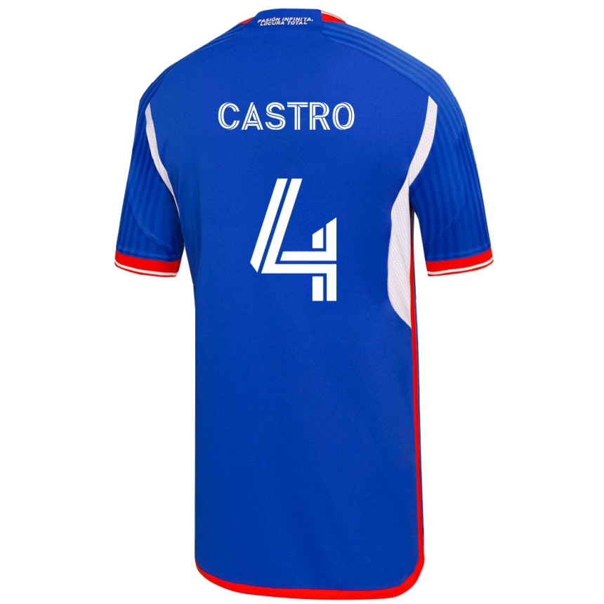 Vaikiškas José Ignacio Castro #4 Mėlyna Namų Marškinėliai 2023/24 T-Shirt