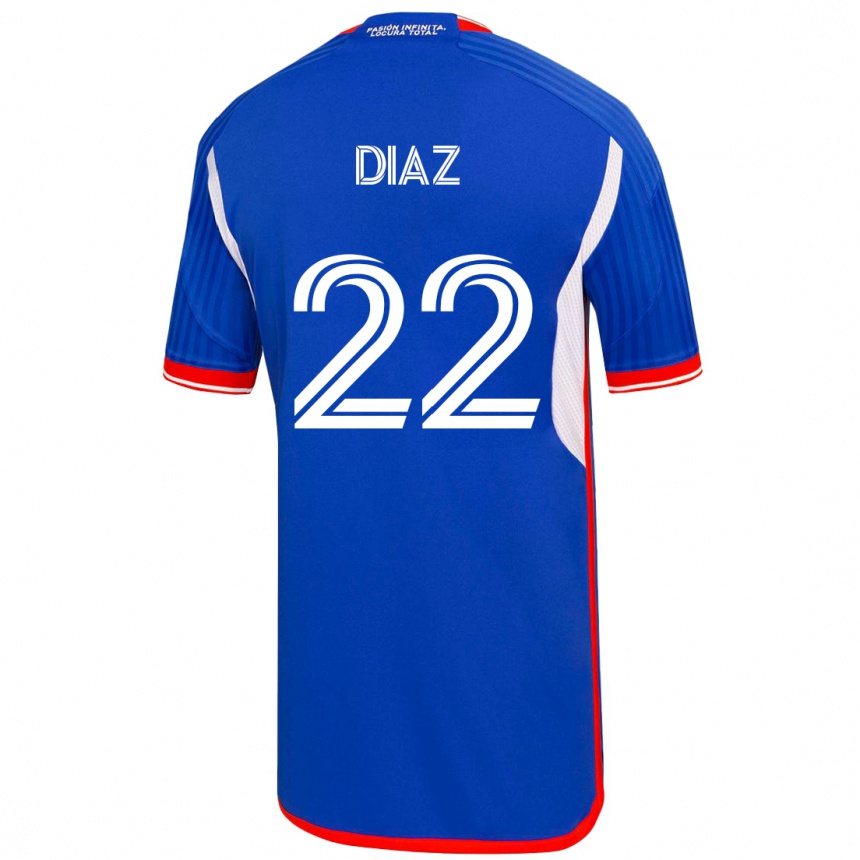 Vaikiškas Valentina Díaz #22 Mėlyna Namų Marškinėliai 2023/24 T-Shirt
