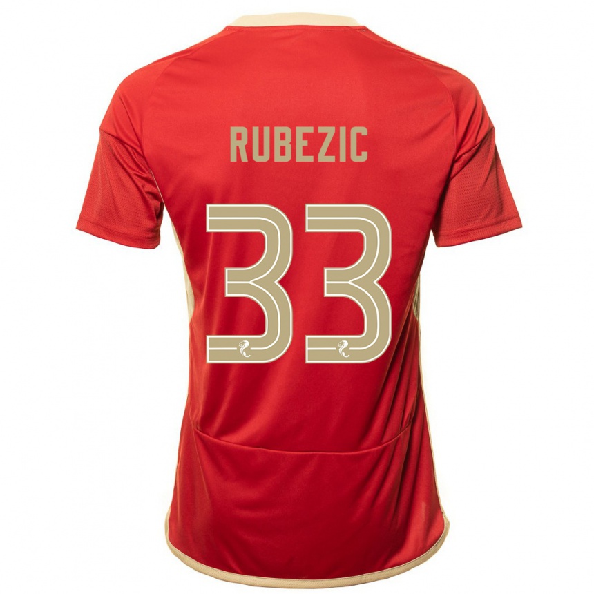 Vaikiškas Slobodan Rubezic #33 Raudona Namų Marškinėliai 2023/24 T-Shirt