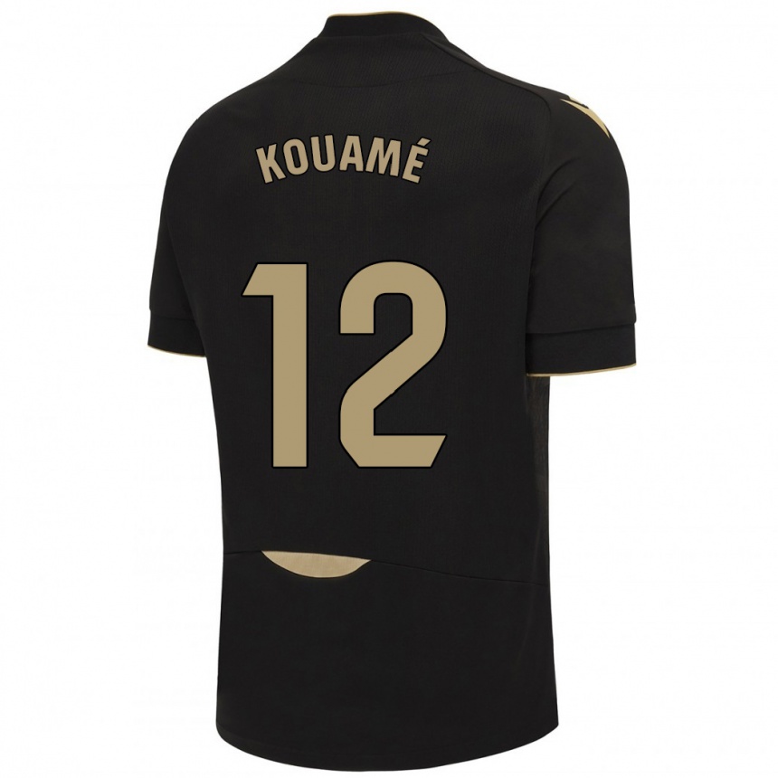 Vaikiškas Rominigue Kouamé #12 Juoda Išvykos Marškinėliai 2023/24 T-Shirt