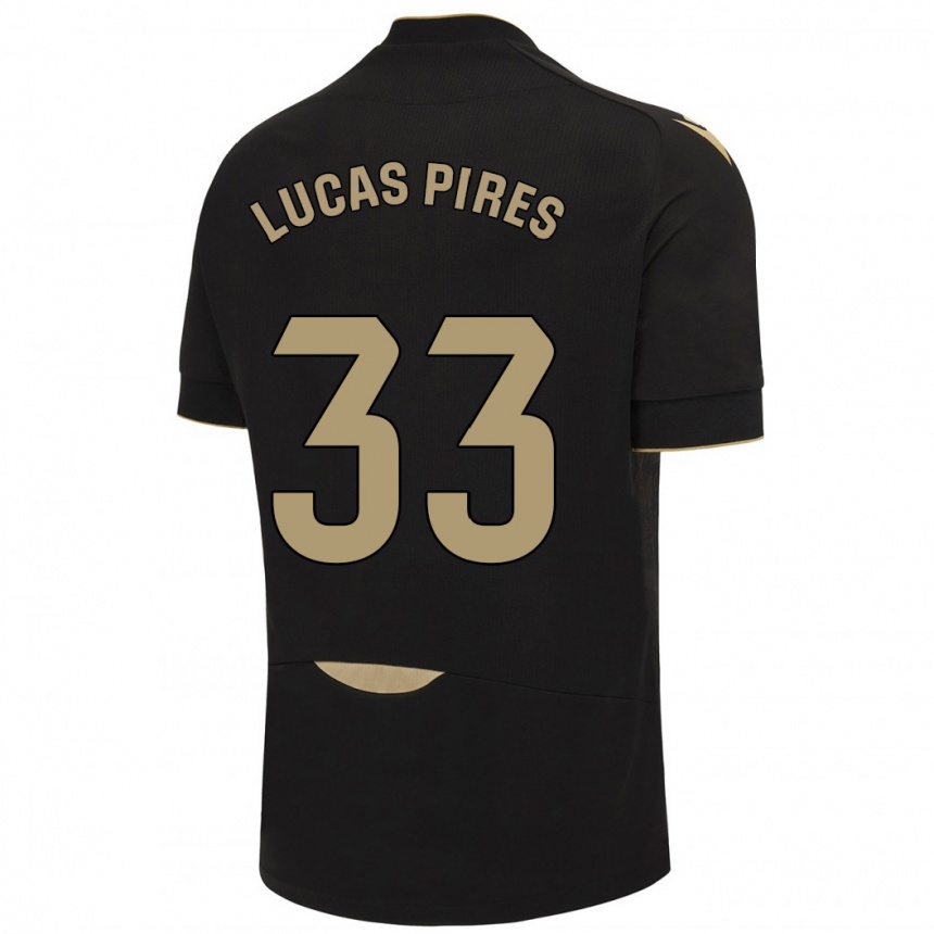 Vaikiškas Lucas Pires #33 Juoda Išvykos Marškinėliai 2023/24 T-Shirt