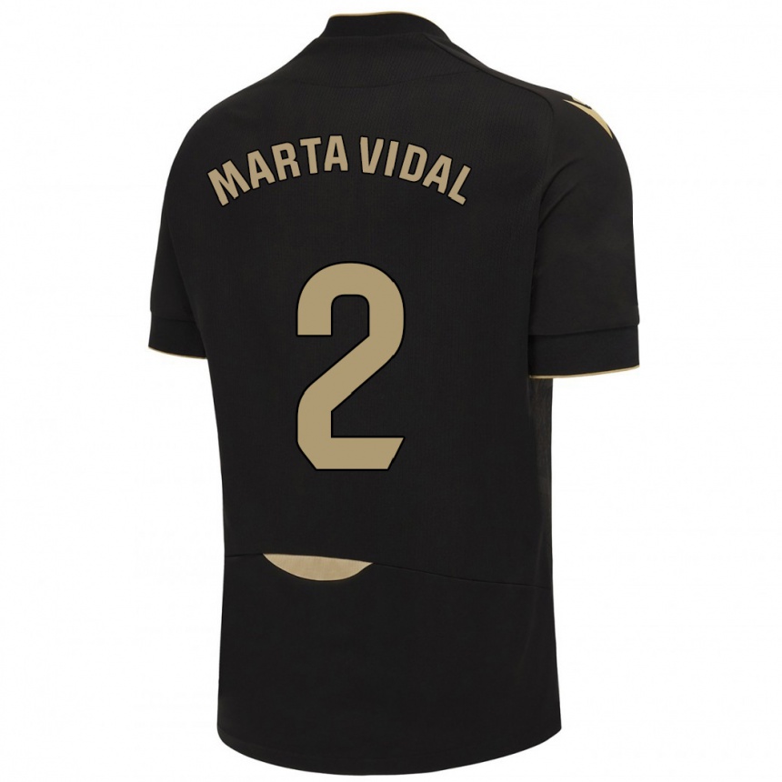 Vaikiškas Marta Vidal Vela #2 Juoda Išvykos Marškinėliai 2023/24 T-Shirt