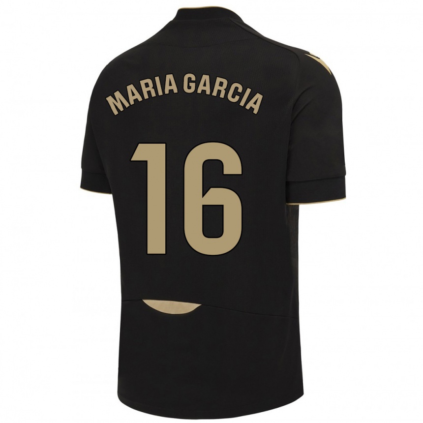 Vaikiškas Maria García Fernández #16 Juoda Išvykos Marškinėliai 2023/24 T-Shirt