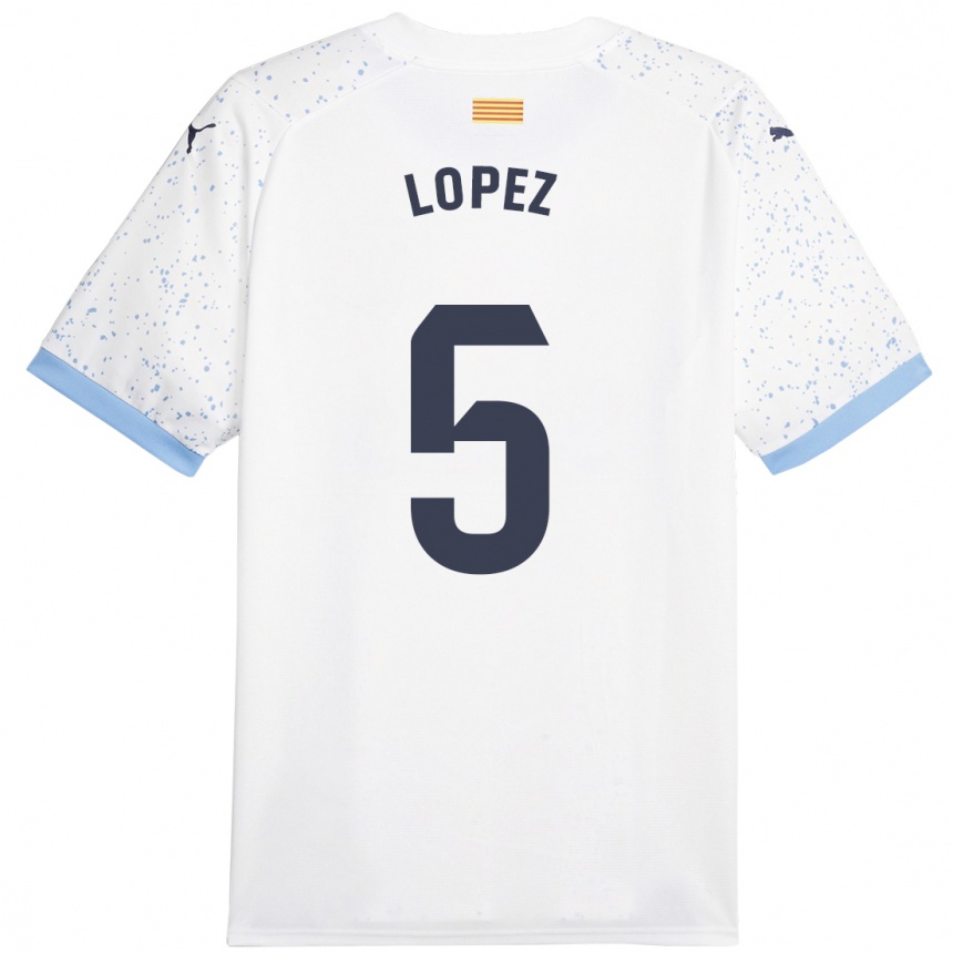 Vaikiškas David López #5 Baltas Išvykos Marškinėliai 2023/24 T-Shirt