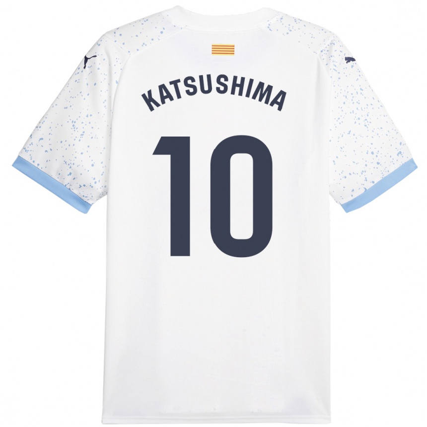 Vaikiškas Shinnosuke Katsushima #10 Baltas Išvykos Marškinėliai 2023/24 T-Shirt