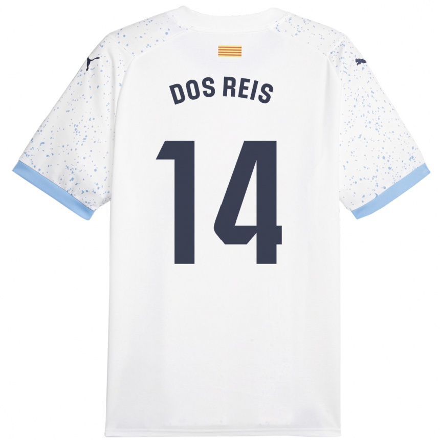 Vaikiškas Leo Dos Reis #14 Baltas Išvykos Marškinėliai 2023/24 T-Shirt