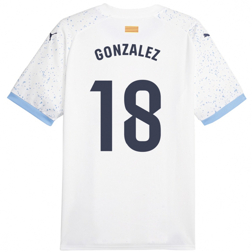 Vaikiškas Gerard Gonzalez #18 Baltas Išvykos Marškinėliai 2023/24 T-Shirt