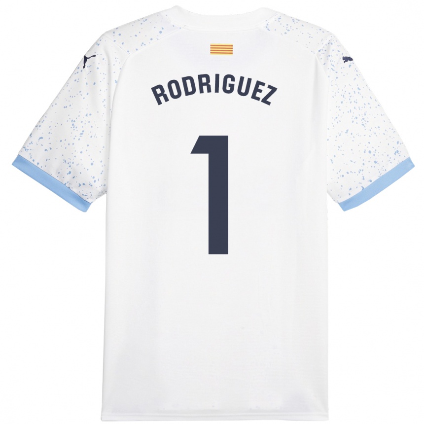 Vaikiškas Maria Rodríguez #1 Baltas Išvykos Marškinėliai 2023/24 T-Shirt