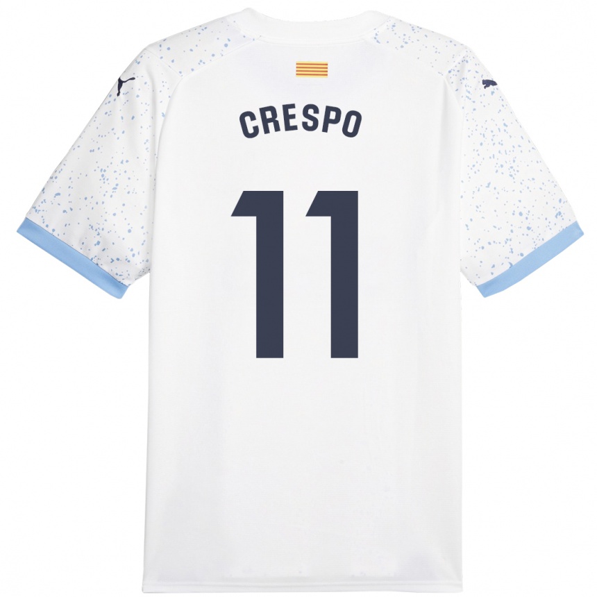 Vaikiškas Lydia Crespo #11 Baltas Išvykos Marškinėliai 2023/24 T-Shirt