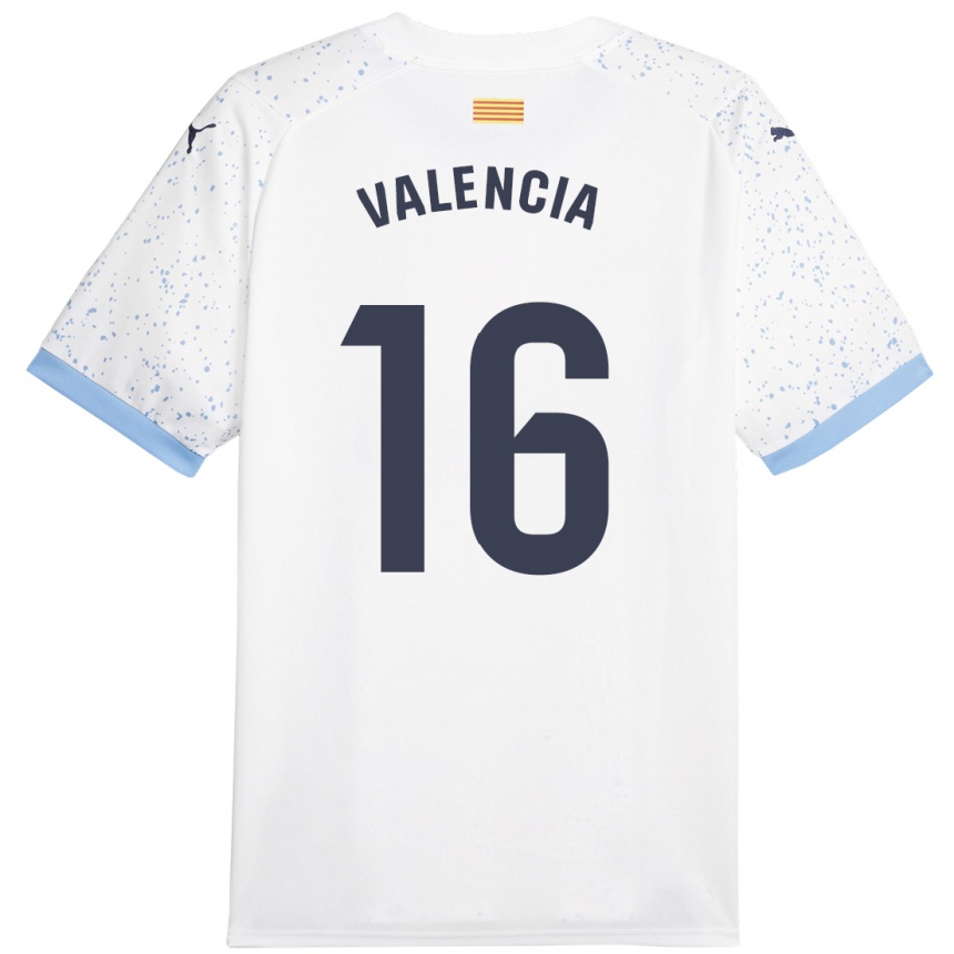 Vaikiškas Carla Valencia #16 Baltas Išvykos Marškinėliai 2023/24 T-Shirt