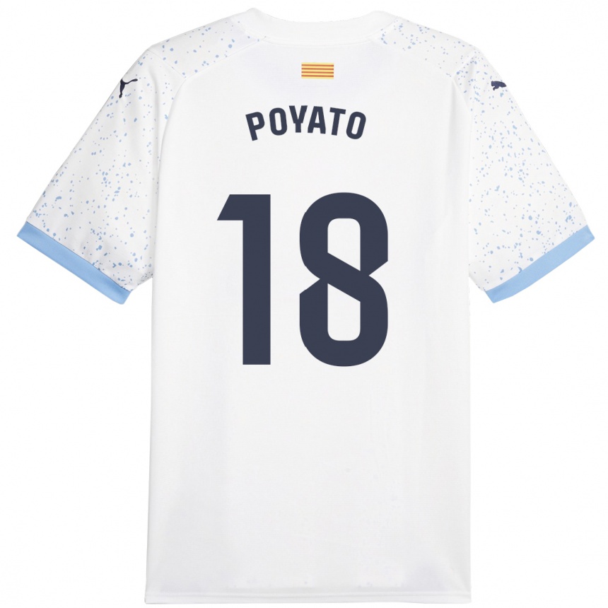 Vaikiškas Marina Poyato #18 Baltas Išvykos Marškinėliai 2023/24 T-Shirt