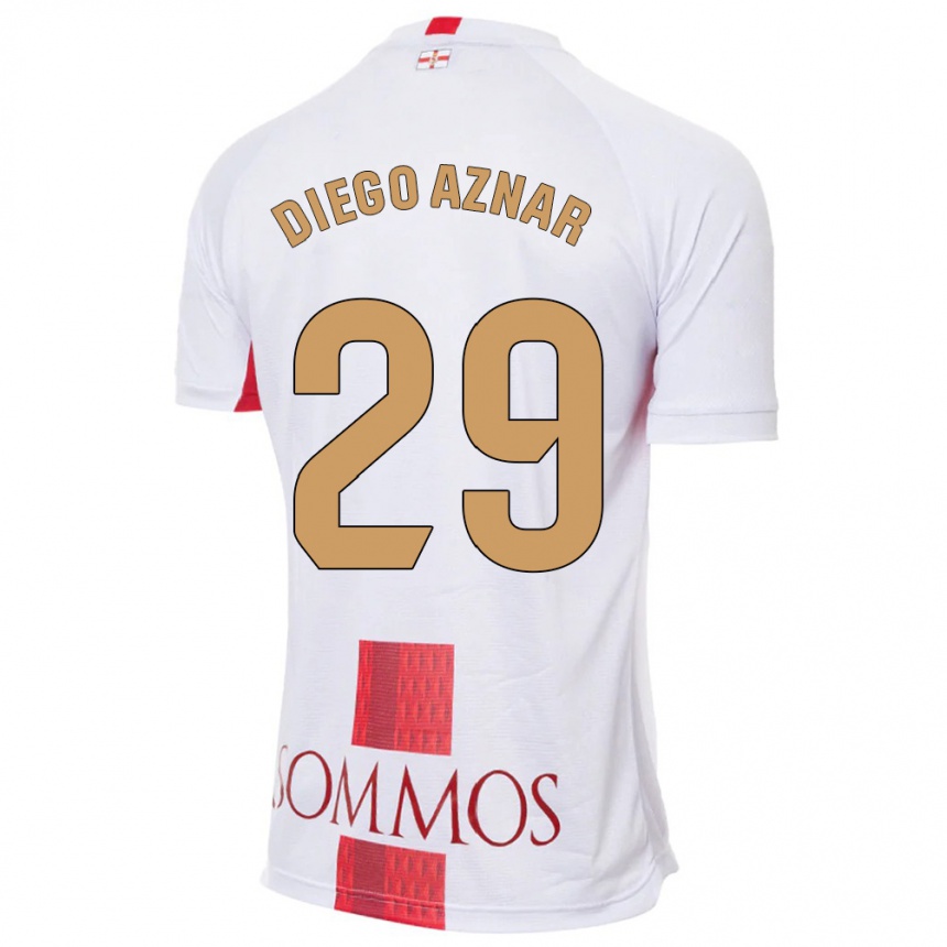 Vaikiškas Diego Aznar #29 Baltas Išvykos Marškinėliai 2023/24 T-Shirt