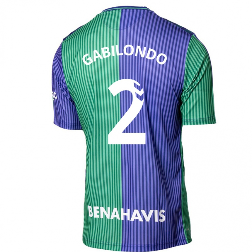 Vaikiškas Jokin Gabilondo #2 Žalia Mėlyna Išvykos Marškinėliai 2023/24 T-Shirt