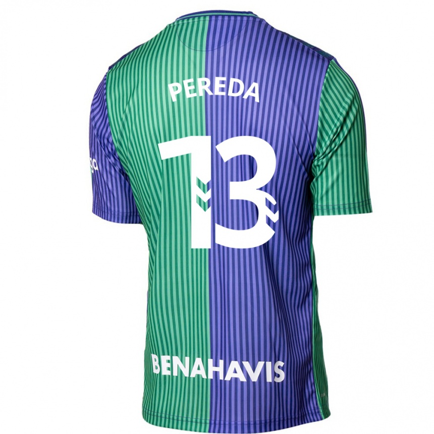 Vaikiškas Adrián Pereda #13 Žalia Mėlyna Išvykos Marškinėliai 2023/24 T-Shirt