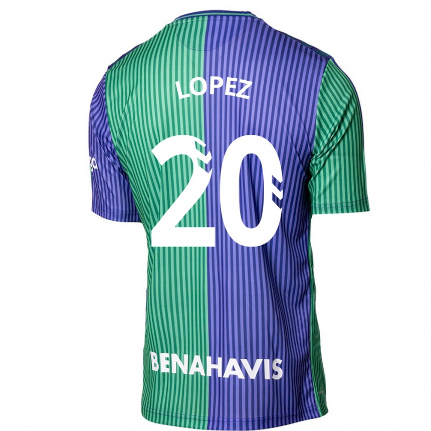 Vaikiškas Adri López #20 Žalia Mėlyna Išvykos Marškinėliai 2023/24 T-Shirt