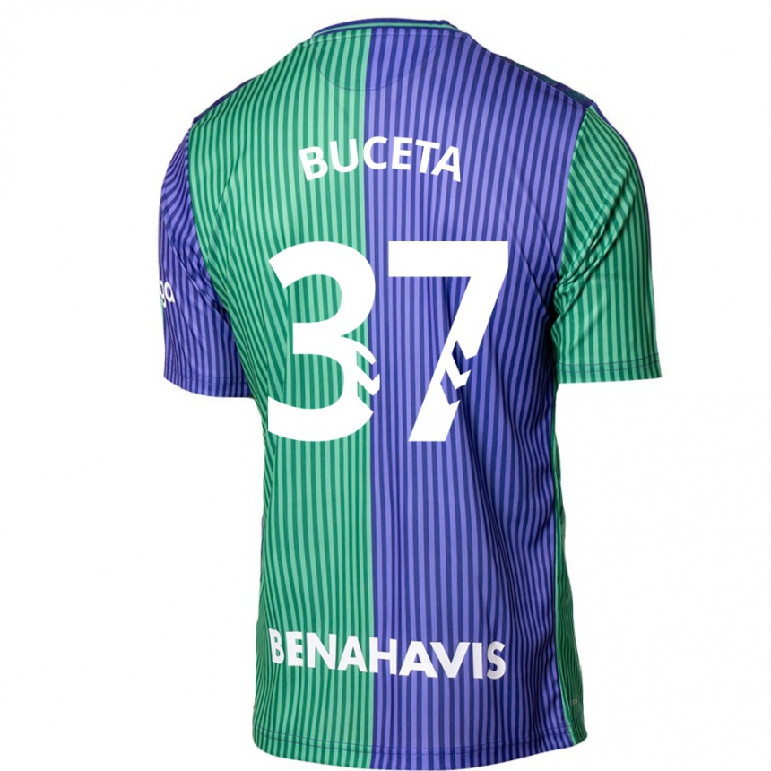 Vaikiškas Ana Buceta #37 Žalia Mėlyna Išvykos Marškinėliai 2023/24 T-Shirt