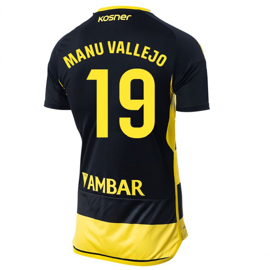 Vaikiškas Manu Vallejo #19 Juoda Geltona Išvykos Marškinėliai 2023/24 T-Shirt