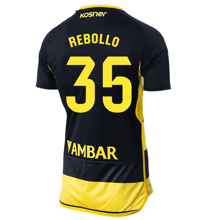 Vaikiškas Dani Rebollo #35 Juoda Geltona Išvykos Marškinėliai 2023/24 T-Shirt