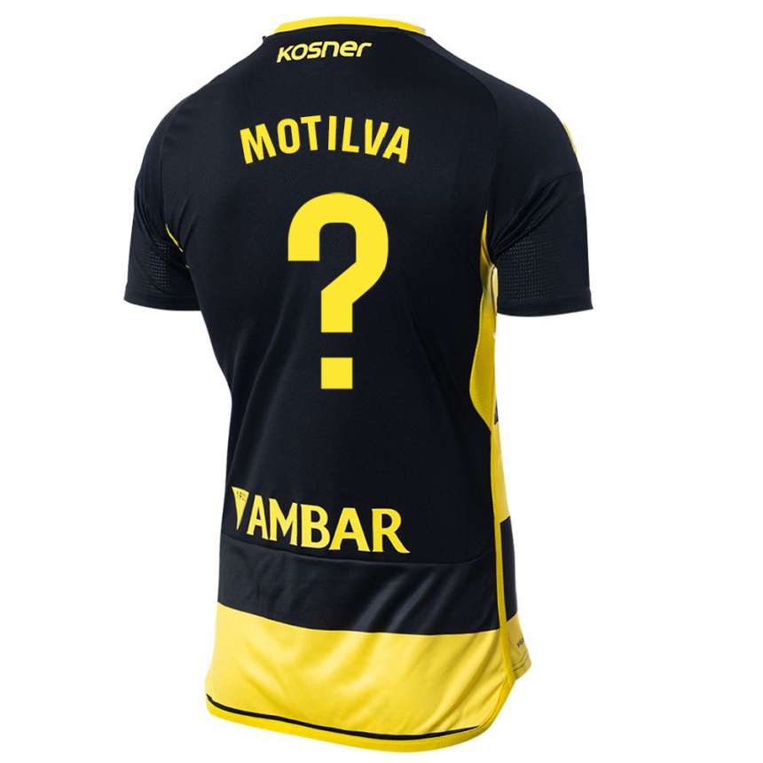 Vaikiškas Adrián Motilva #0 Juoda Geltona Išvykos Marškinėliai 2023/24 T-Shirt