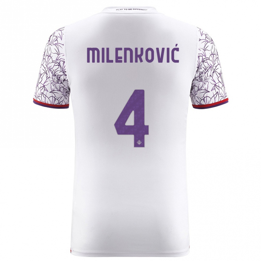 Vaikiškas Nikola Milenković #4 Baltas Išvykos Marškinėliai 2023/24 T-Shirt