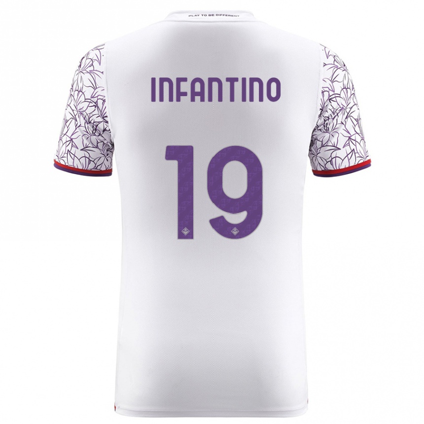 Vaikiškas Gino Infantino #19 Baltas Išvykos Marškinėliai 2023/24 T-Shirt