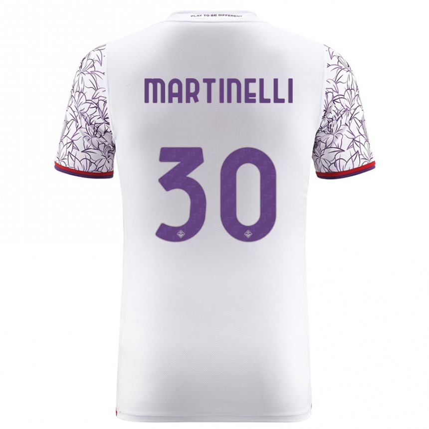 Vaikiškas Tommaso Martinelli #30 Baltas Išvykos Marškinėliai 2023/24 T-Shirt