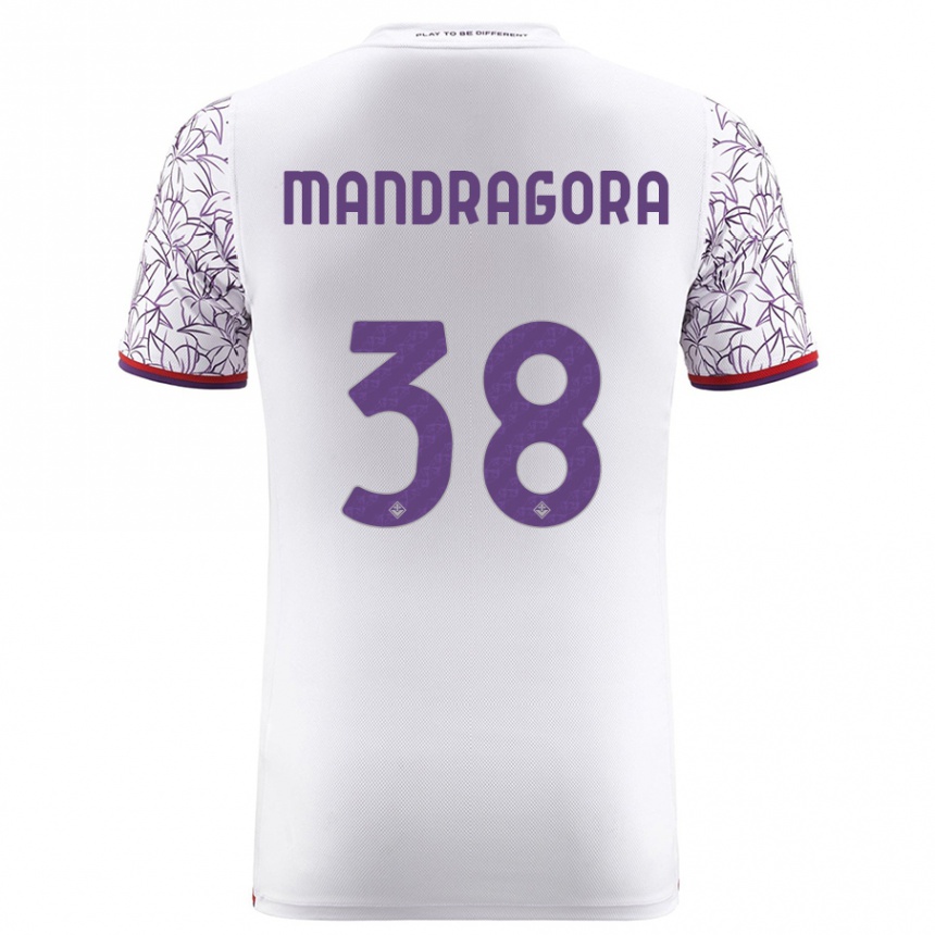 Vaikiškas Rolando Mandragora #38 Baltas Išvykos Marškinėliai 2023/24 T-Shirt