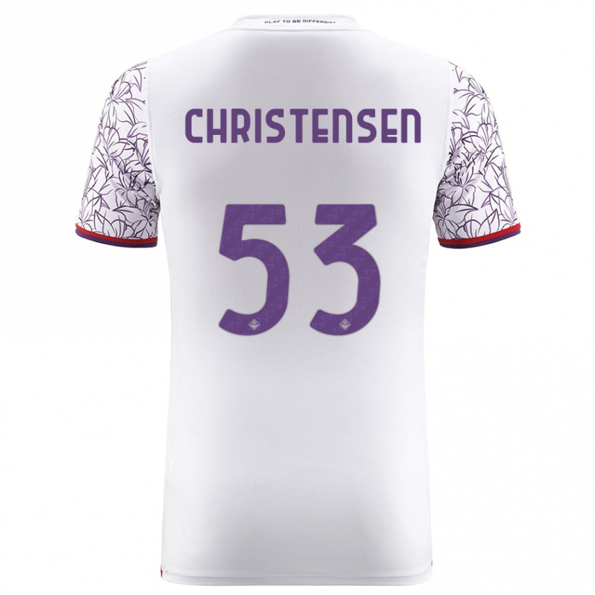 Vaikiškas Oliver Christensen #53 Baltas Išvykos Marškinėliai 2023/24 T-Shirt