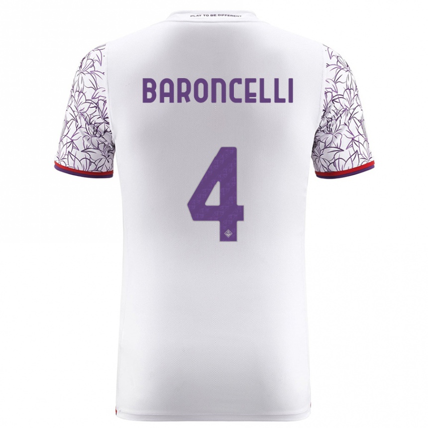 Vaikiškas Leonardo Baroncelli #4 Baltas Išvykos Marškinėliai 2023/24 T-Shirt