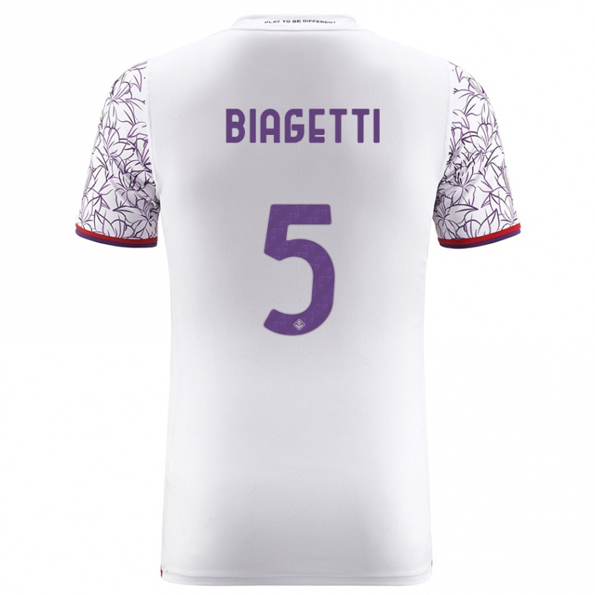 Vaikiškas Christian Biagetti #5 Baltas Išvykos Marškinėliai 2023/24 T-Shirt